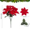 1-5 Bundles Artificial Christmas Flower Red Poinsettia Bouquets for Christmas Home Garden Table Vase Decoration Wedding Flowers