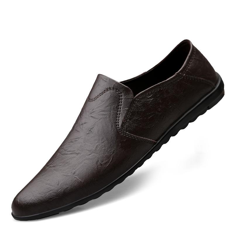 

Мужская обувь больших размеров Spring Peas Shoes Мужская кожаная мягкая подошва Мягкая кожаная повседневная кожаная обувь для вождения без застежек 37