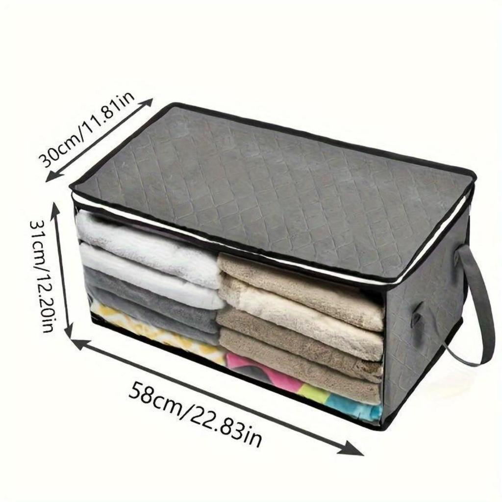Aufbewahrungstasche mit großem Fassungsvermögen, faltbar, grau, rechteckig, moderner Stil, strapazierfähiges Gewebe, transparente Fenster, stabile Griffe