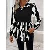 Women's Blouse Bubble Sleeve Temperament Casual Colorblocking Blouse