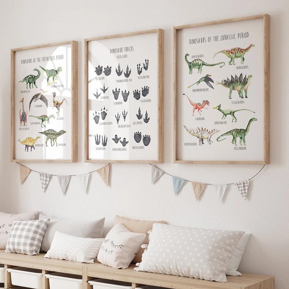 Modern Abstrakt Tieratlas Drucke Dinosaurier Illustration Leinwandbild Poster für Wohnzimmer Spielzimmer Kinderzimmer Heimdekoration