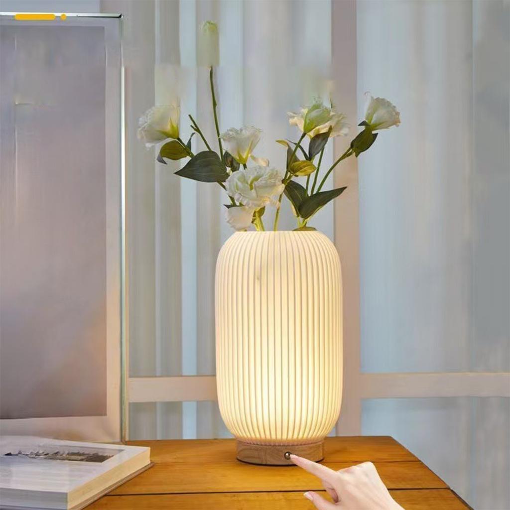 Rechargeable table lamp USB night light bedside ambient light solid wood eye protection decoration 3D bedroom creative ornaments