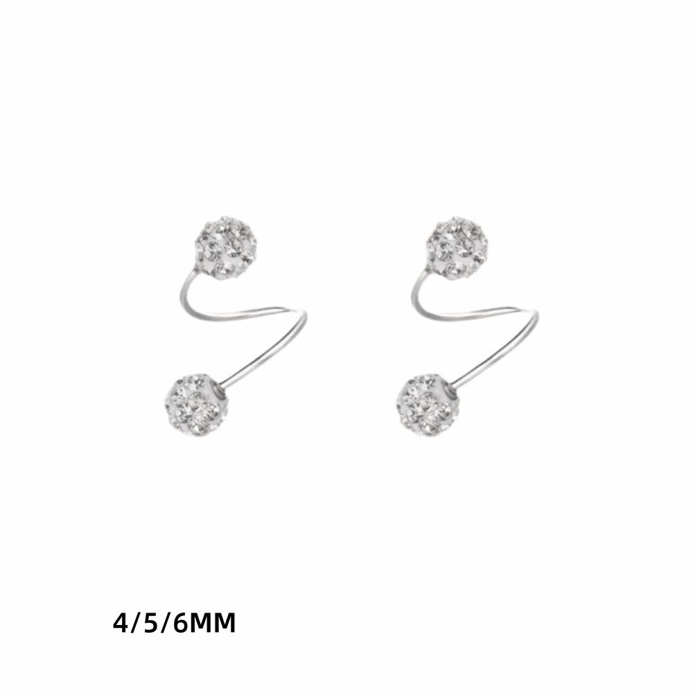 1 Pair Double-ended Stud Earrings Spiral Piercings Luxury Earrings Rhinestone Earrings  Women