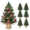 6Pcs Tabletop Christmas Tree with Linen Base Xmas Tree Ornament Wear Resist Christmas Decorations Tree for Kitchen Dining Table