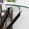 Dining Table with Clear Tempered Glass Top, Round Table with Metal Legs, Modern Kitchen Table for Dining Room Living Room, Black