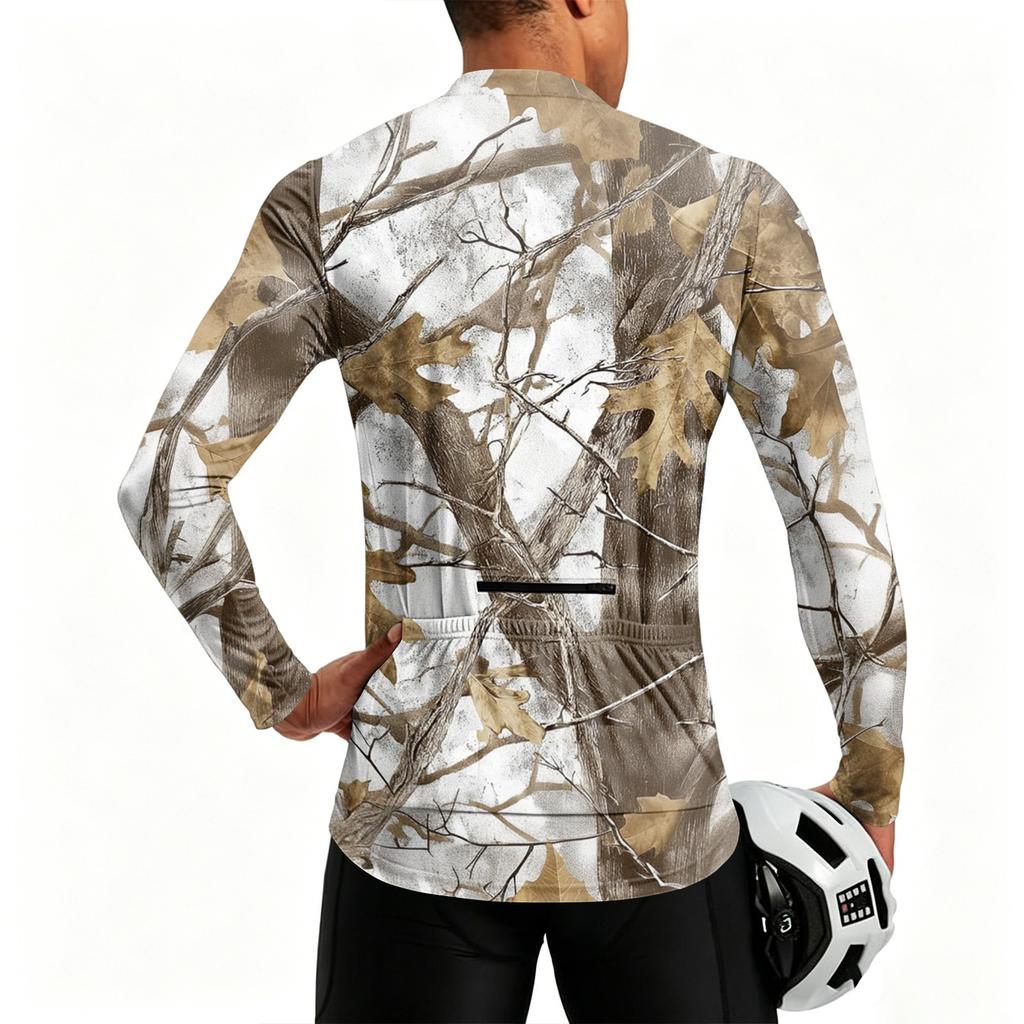 Men's Long Sleeve Cycling Jersey Breathable Quick Dry Zip Front Pullover Lightweight Athletic Top for Outdoor Sports