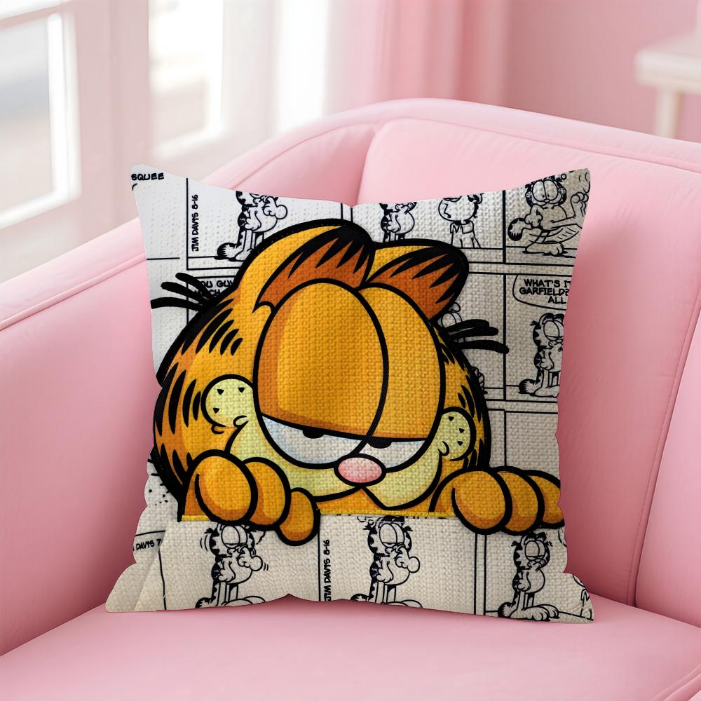 Cartoon GGarfield Cushion Cover Natural Linen Pillow Case DoubleSided Print Decorative Sofa Pillowcase Home Decor Gift