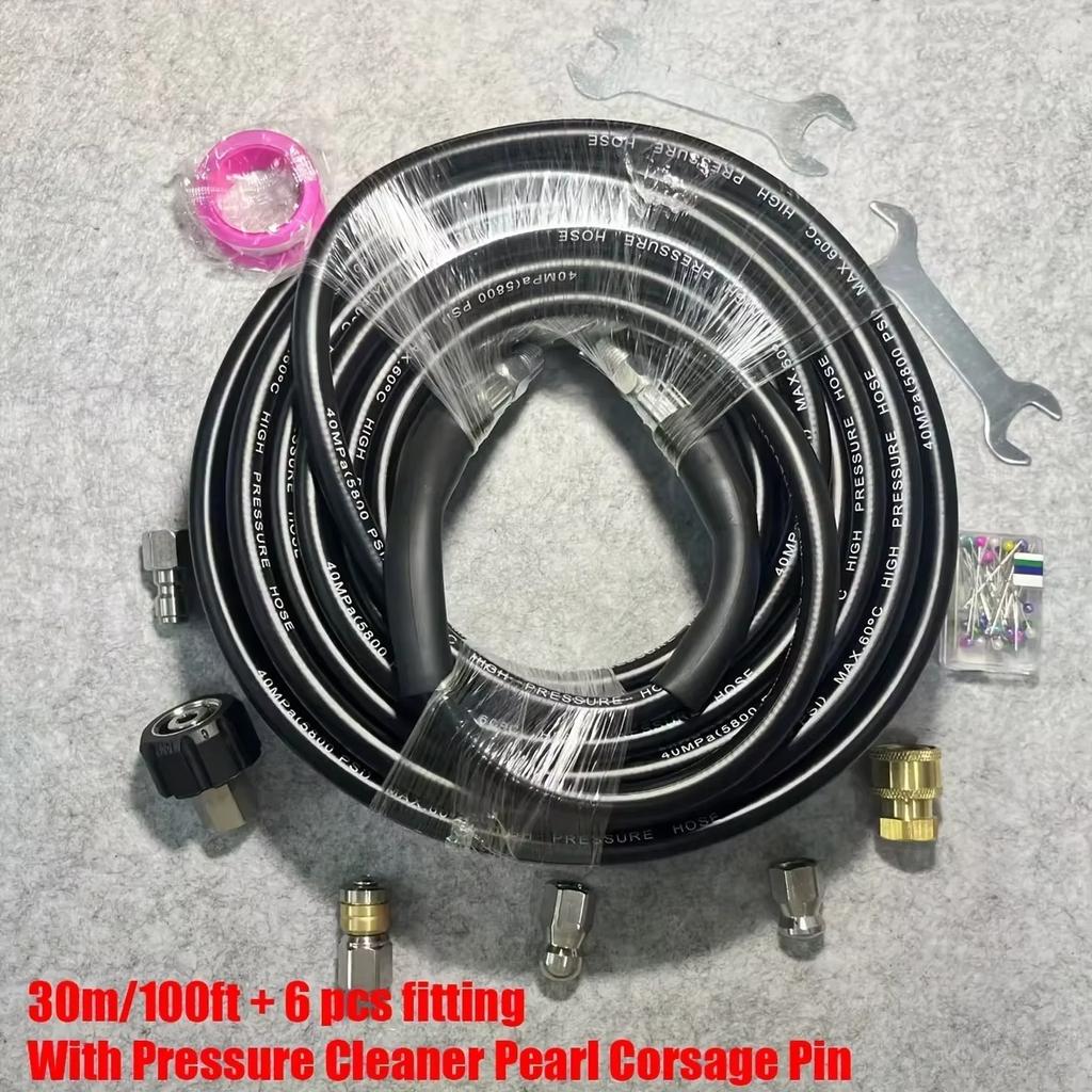 Sewer Jetter Kit,1600PSI 1.45m Nozzle Hose+2.20m 3/8 Quick Connect Hose for Pressure Washer,Drain Unclog & Auto Washing