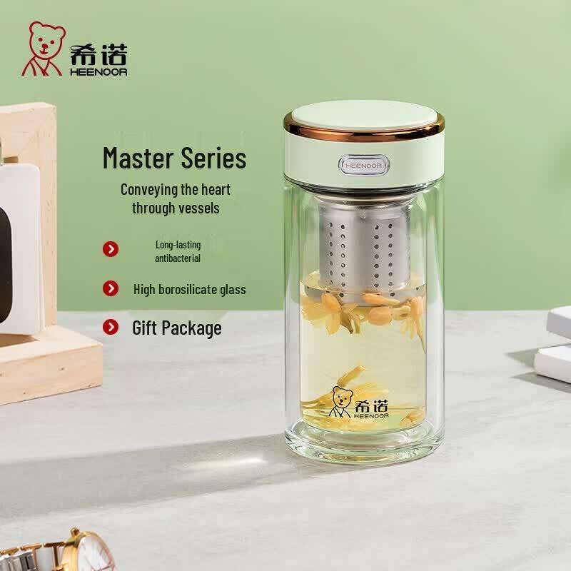 Heenoor Double-Layer Antimicrobial Glass Tea Tumbler