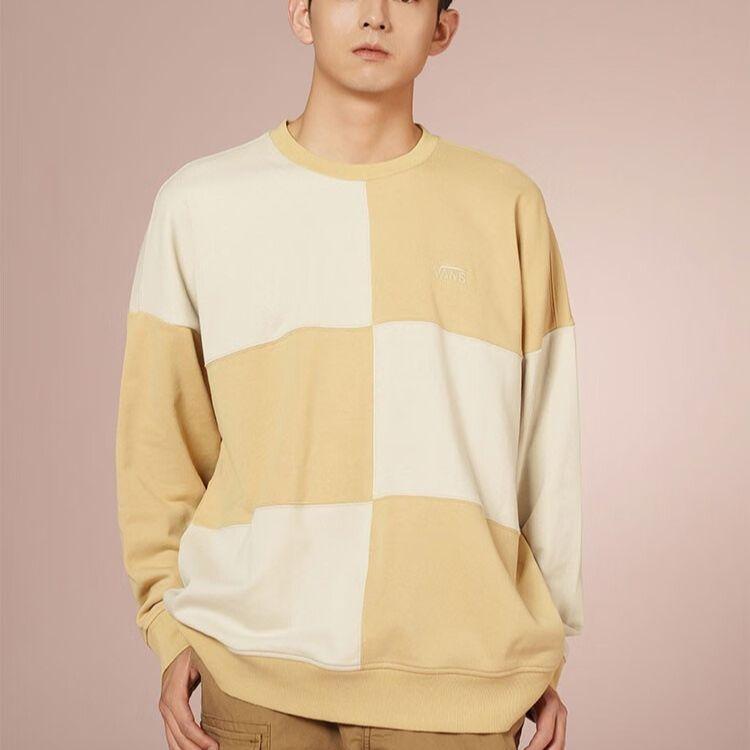 Vans Colorblock Schachbrett Rundhals Pullover Sweatshirt Unisex Oberteile Terrakotta VN000BYQYUU