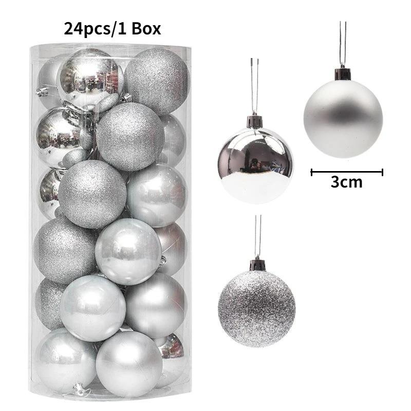 24/36Pcs 3/4CM Christmas Decoration Ball Christmas Tree Ornaments for Home Decor New Year 2025 Navidad Pendant Ball Accessories