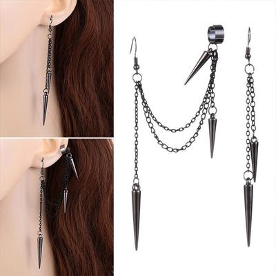Punk Earrings for Women Men Vintage Long Chain Earring Rivet Tassel Earring Asymmetry Halloween Jewelry Terror Ghost Party Accessories