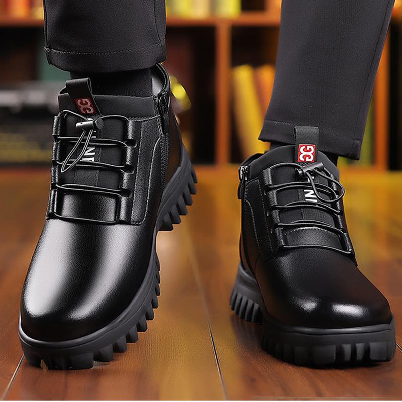 Men's Winter Velvet Warm Snow Boots Fashionable Retro Middle-aged And Elderly Soft-soled Anti-slip Outdoor Men's Cotton Shoes