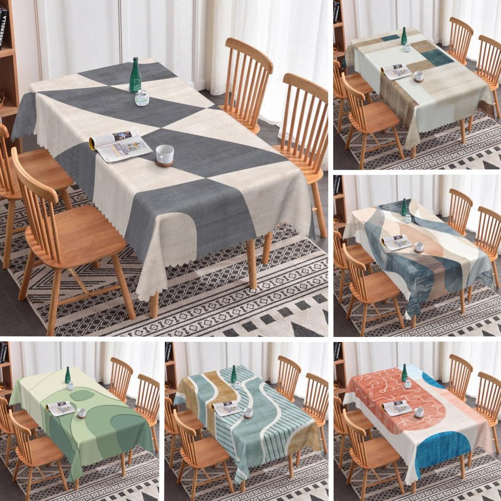 Nordic Style Simple Table Cloth Geometric Pattern Dining Room Waterproof Oilproof Rectangular Tablecloth Party Wedding Decor