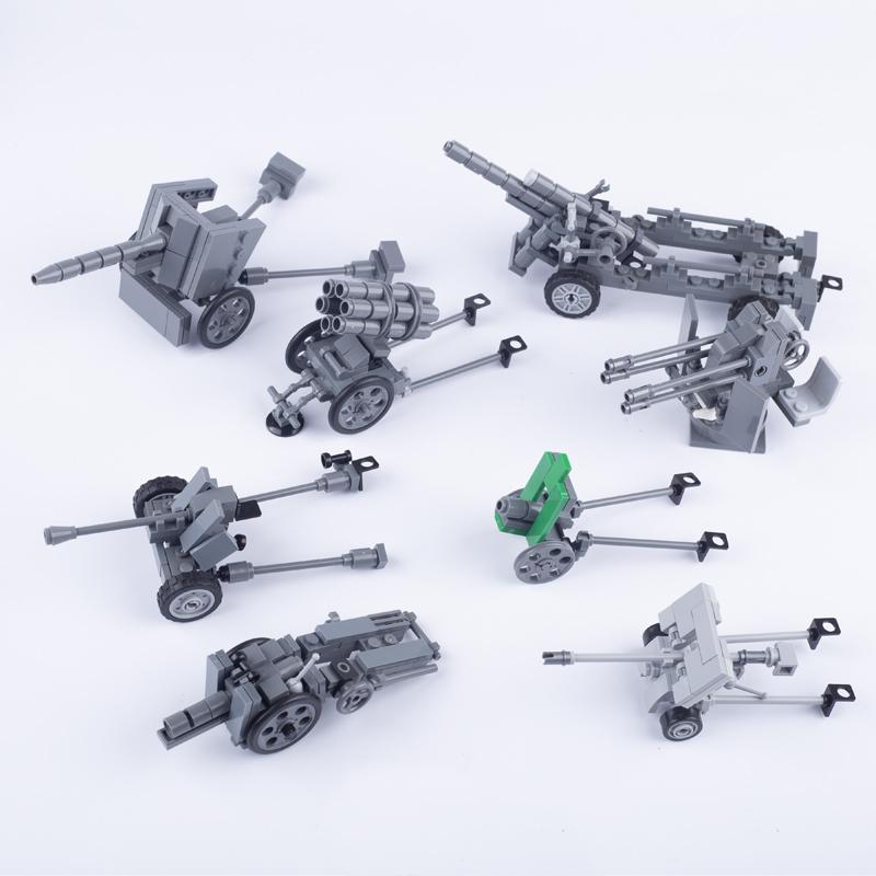 MOC Bricks Toys Military Army Accessories WW2 Soviet Tank Gun Weapons Soldier Figures Building Infantry Rocket Launchers Blocks