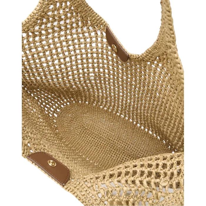 Beige Raffia Twisted Mesh Shoulder Bag L DCBA6E580I2