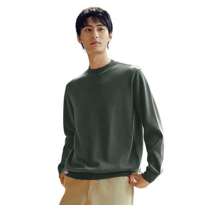 Hodo Herren Maschinenwaschbarer Fleece-gefütterter Rundhals-Pullover aus 100 % Wolle