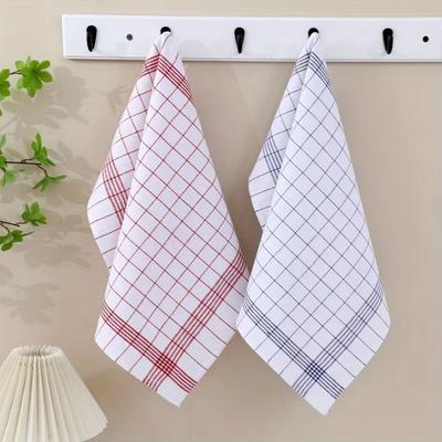 5PCS Quick Drying Plaid Dish Towel Absorbent Stripes Rags Practical Kitchen Tea Towels  Dining Room