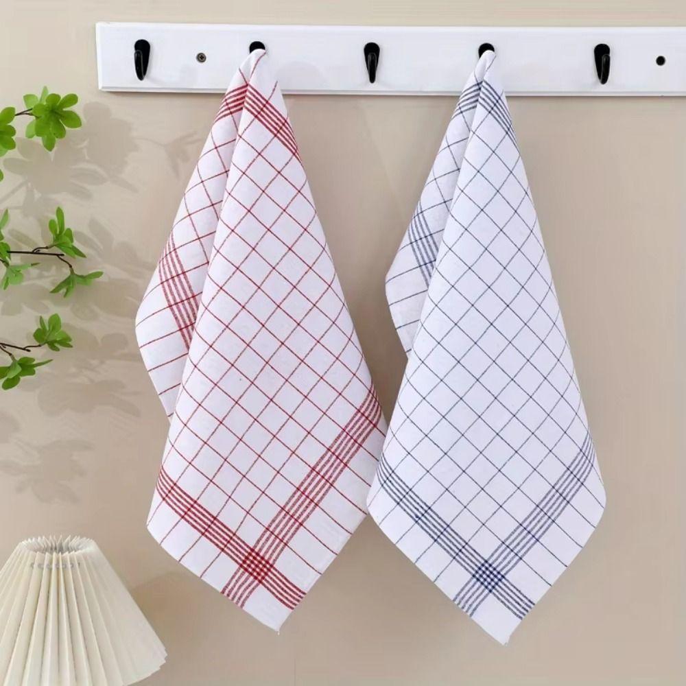 5PCS Reusable Plaid Dish Towel Quick Drying Checkered Kitchen Towels  Washing Dishes