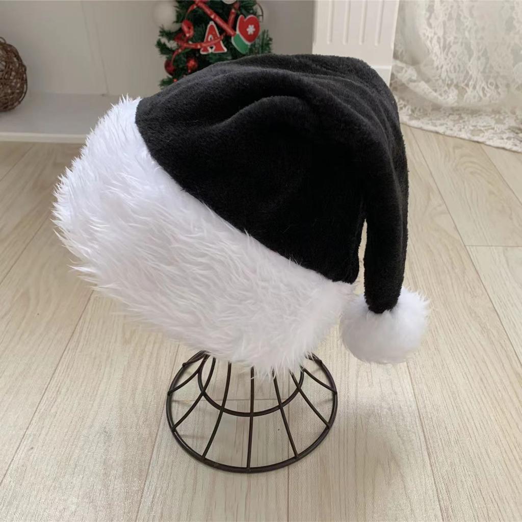 Christmas Santa Hat Xmas Pink Long Plush Holiday Red Black Hat For Adults And Kids Unisex  New Year Festive Party Supplies