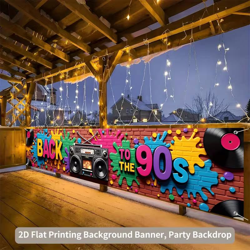 2D Back to The 90s Party Backdrop for Hip Hop Throwback Party Decoration