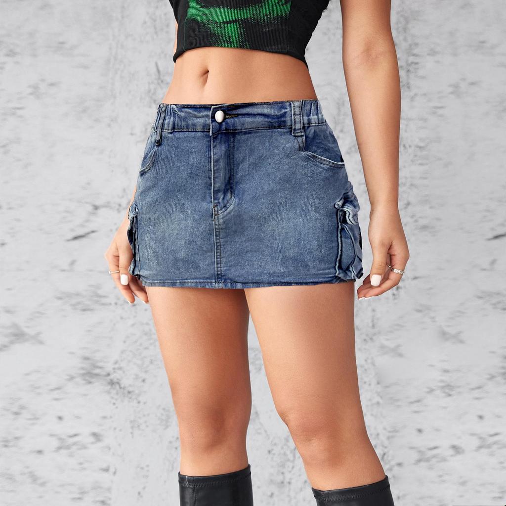 2025 Retro Elastic Slim Fit Women's Denim Workwear Skirt