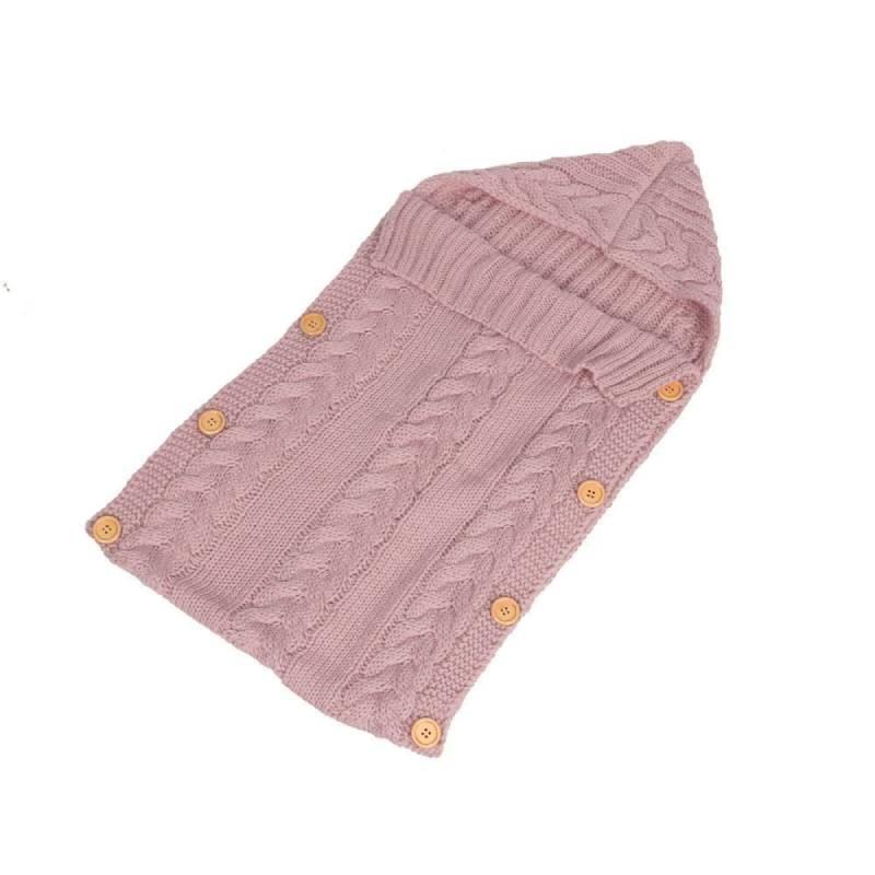 Color Solid Baby Hooded Sleeping Bag Knit Sweater Circle Antichill Buttons