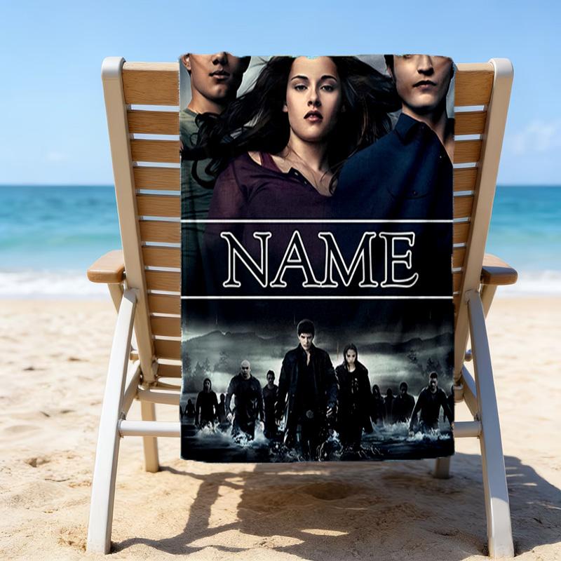 1pc Twilight Beach Towel with Custom Name, Beach/Swimming/Bath/Picnic/Camping Towel, Suitable for Seaside Beaches