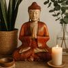 Buddha Statue Hand Carved Suar Wood 30cm