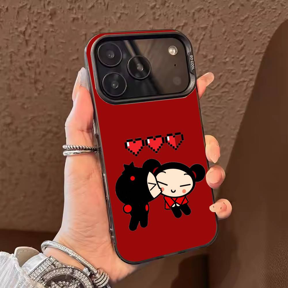 Cute Cartoon-Pucca Phone Case Color Silver Shell For IPhone 17 16 15 14 13 12 11 Pro Max Plus