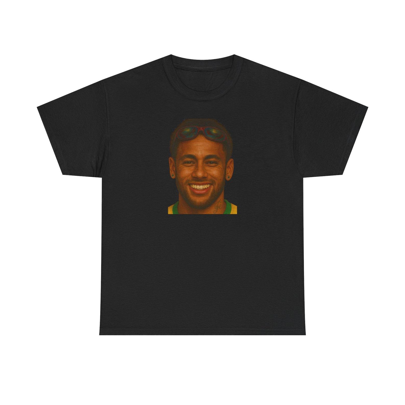 Neymar Portrait Graphic Tee: Soccer Fan Cotton T-Shirt 4XL
