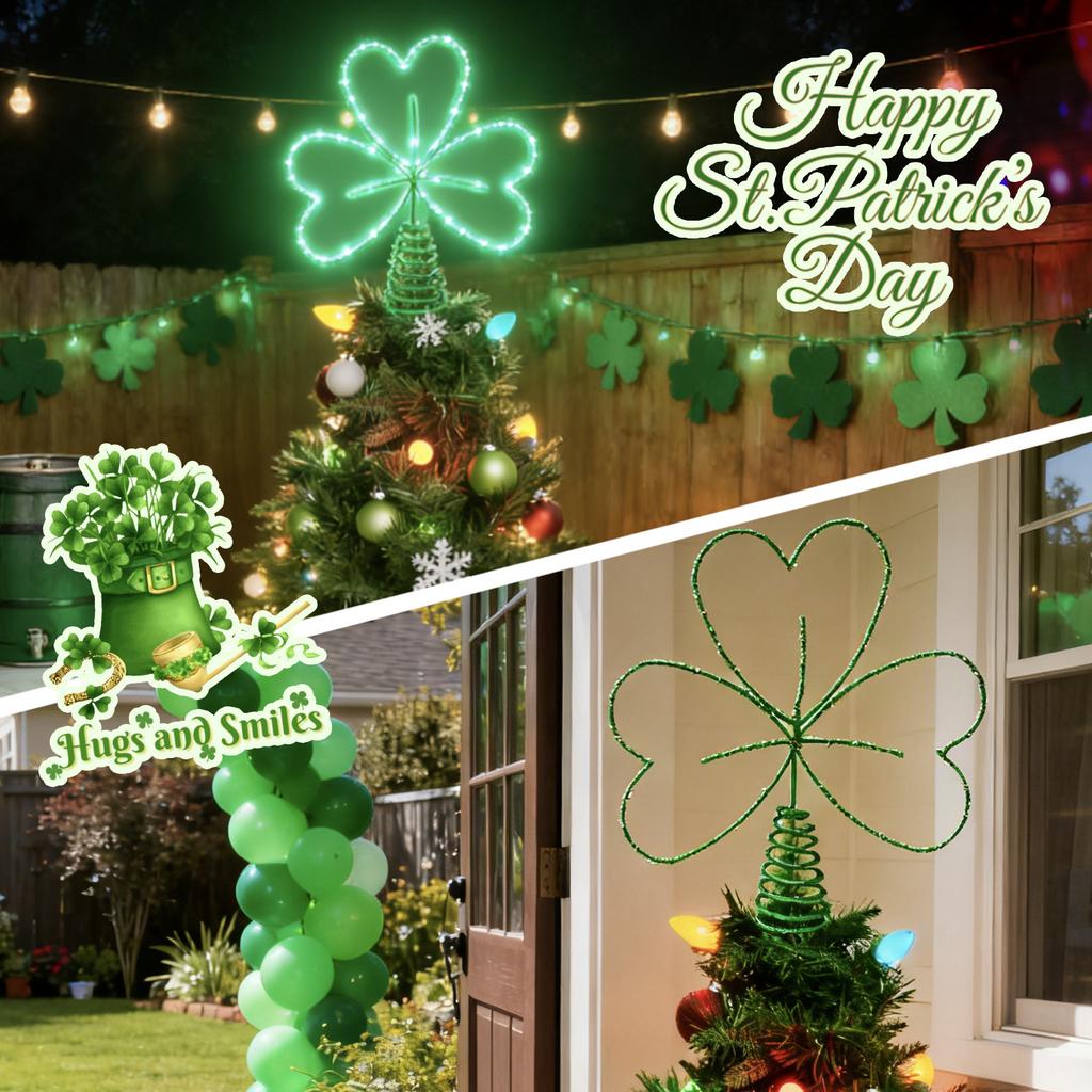 St. Patrick's Day Glowing Tree Top Decoration, 5 Meter Green Light Line, Irish Day Desktop Ornament For Festive Atmosphere (without Batteries).
