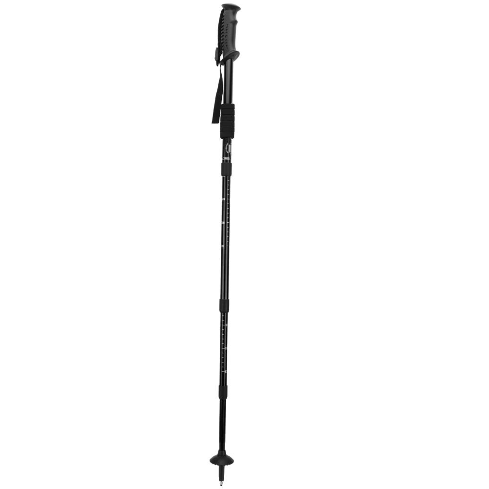 Outdoor Aluminium Alloy 4-Sections Suspension Straight Handle Pole Walking Stick Alpenstock for Climbing Camping