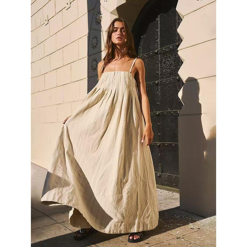 European and American New Fashion Casual Sexy Sling Backless Dress Suspender Sexy Long Dress