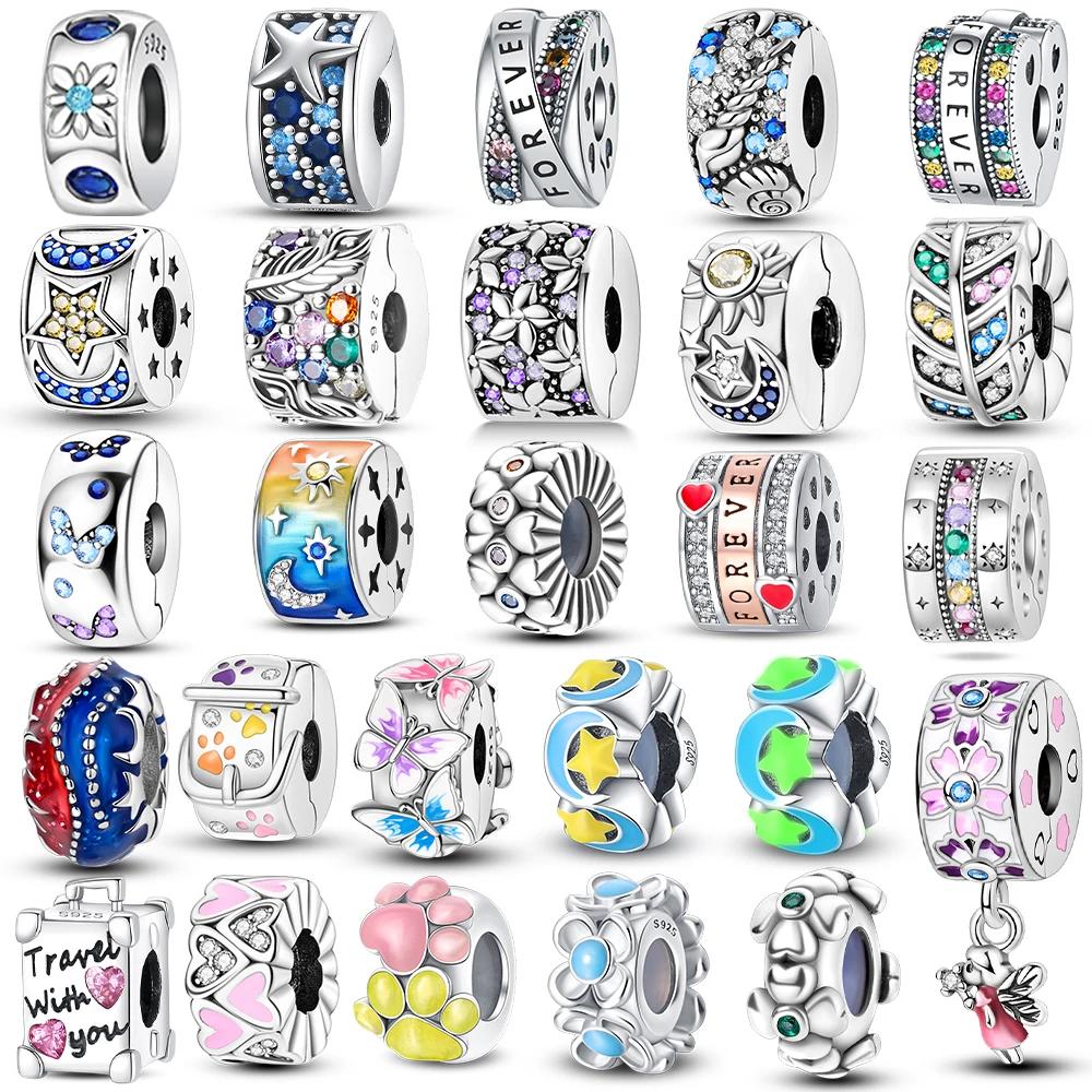 Copper Original Zircon Star Moon Heart Butterfly Pet Cat Paws Charms Beads Fit Bracelet Jewelry Women Diy Anniversary Gift