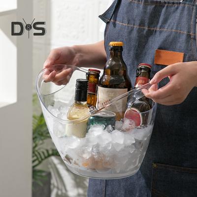 Ice Bucket Wine Bucket with Handles 4 Liter Clear Plastic Tub for Drinks Portable Ice Storage Container for Wine Champagne Beer