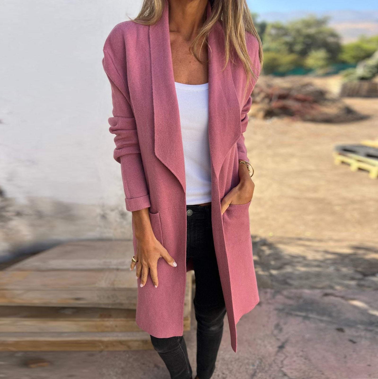 

Длинный рукав женский однотонный топ с капюшоном легкая куртка пальто зима и осень S розовый