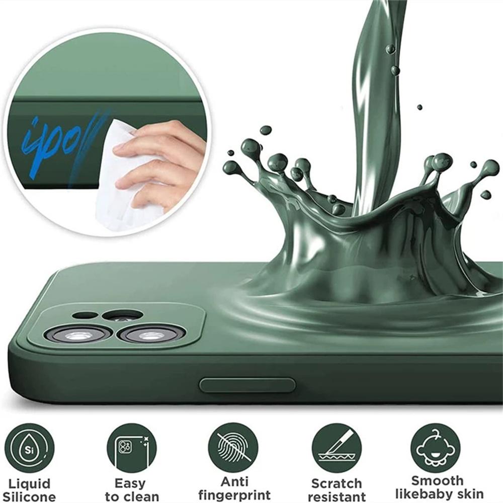  For iPhone 17 16 15 14 13 11 12 Pro Max Mini Air Ultrathin Non-Slip Cover Green Case Camera Protector Lens Simple Phone Case