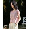 Demana French Lace V-Neck Slub Knit Top