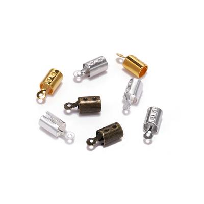 100pcs 5*12mm Fold Over Crimp Cord End Findings Leather Clasp Tip End Jewelry Connector For Jewelry Making Supplies DIY Bracelet
