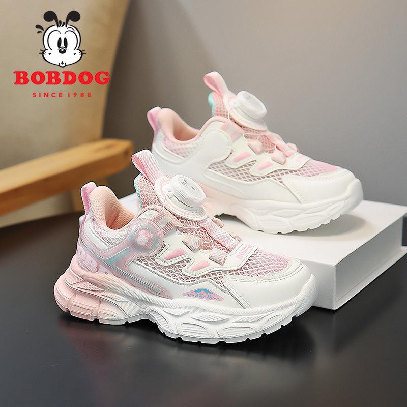Sneakers Single Mesh Summer Girls Breathable Children Rotating Button Running Shoes