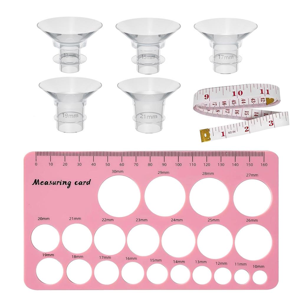 Flange Sizing Kit with 5PCS Flange Inserts 13/15/17/19/21mm for 24mm Flange of Most Pumps Breastfeeding Essential Pumping Kit