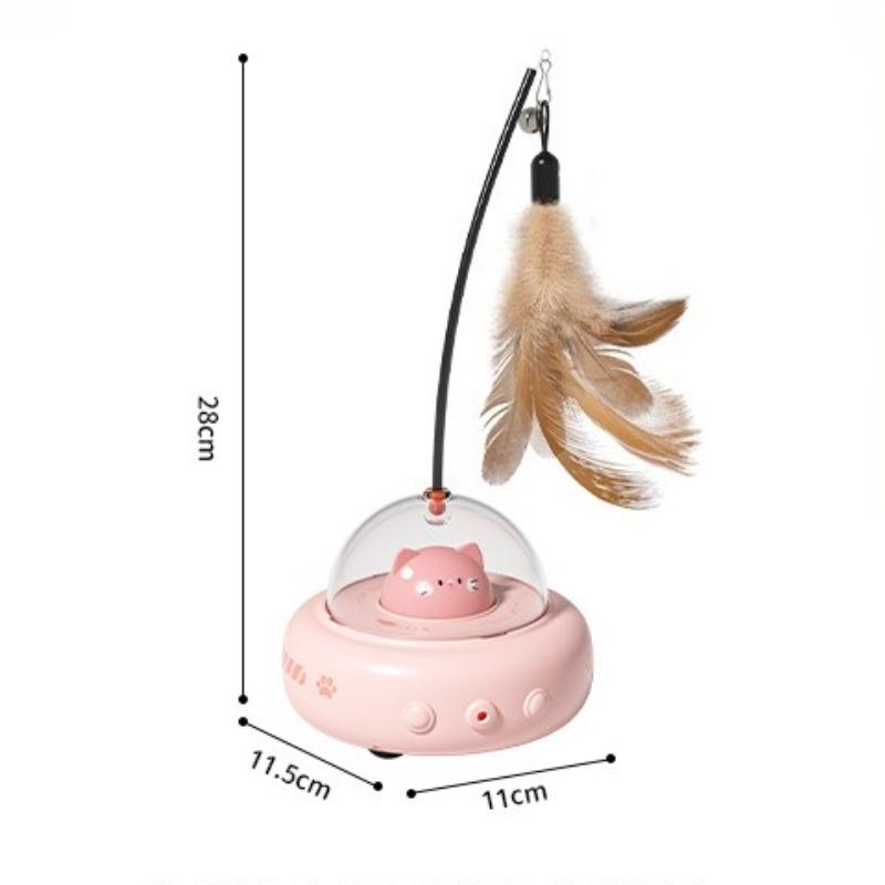 

1pc Intelligent automatic cat teaser toy to relieve boredom Electric induction cat toy Feather cat teaser stick Pet supplies розовый