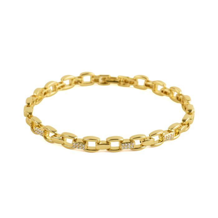 Bracelet - LUXENTER - Yaris - Or jaune 18 carats - Zircone cubique brillante - Longueur 18 cm