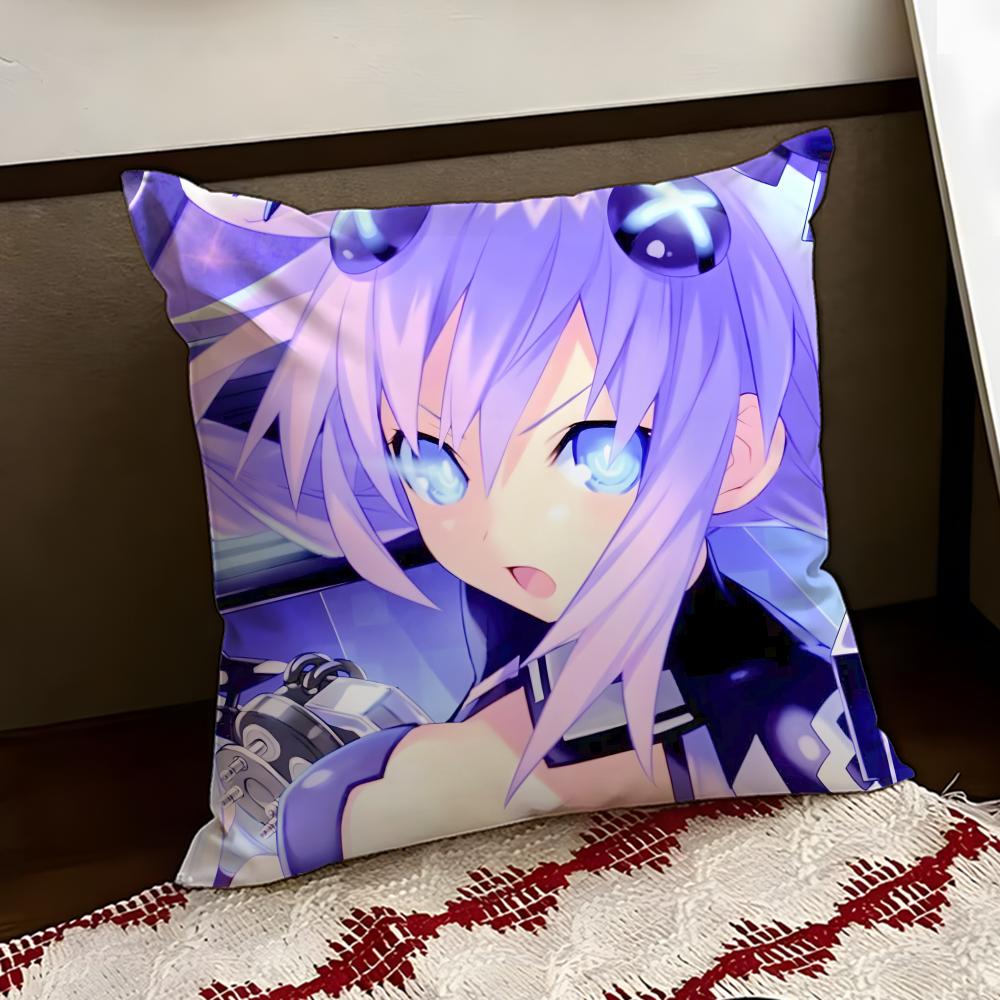 Hyperdimension Neptunia Cute Cushion Cover Reversible Soft Durable Pillow Cover Home Car MultiScene Use for Daily Comfort