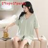 Womens Summer Sleep Suit With Round Neck Short Sleeve Top And Shorts For Relaxed Lounge Wear