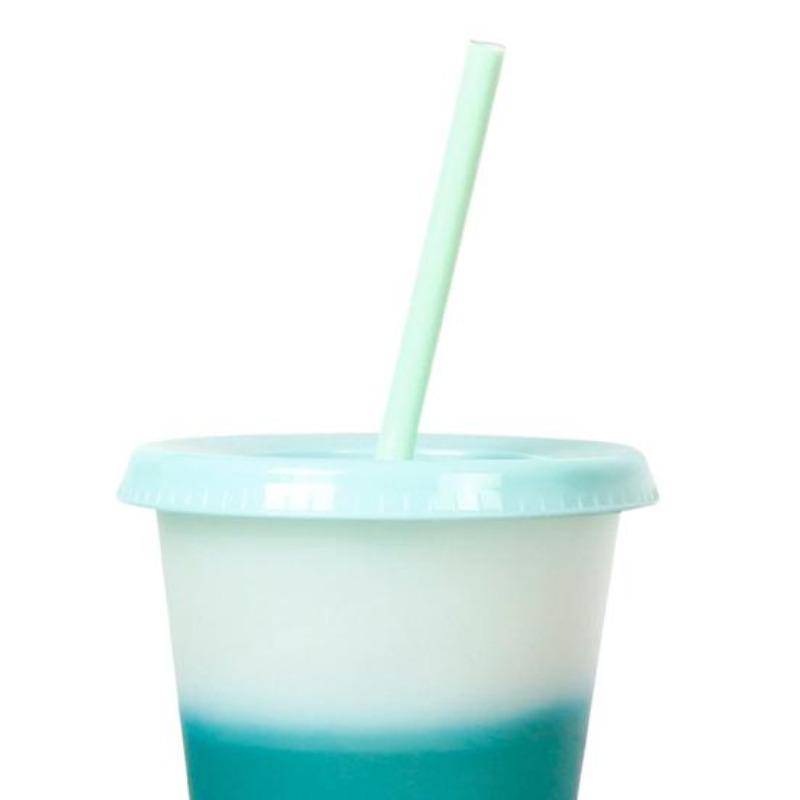 473 ml waterbeker met deksel en kleurveranderende plastic rietje voor dagelijks gebruik