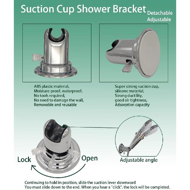 RV Outdoor Shower Head Kit with Garden Hose Fitting and Suction Cup - RV Outside Shower - Easily Installed and Removed On Outside of Camper(RV Shower