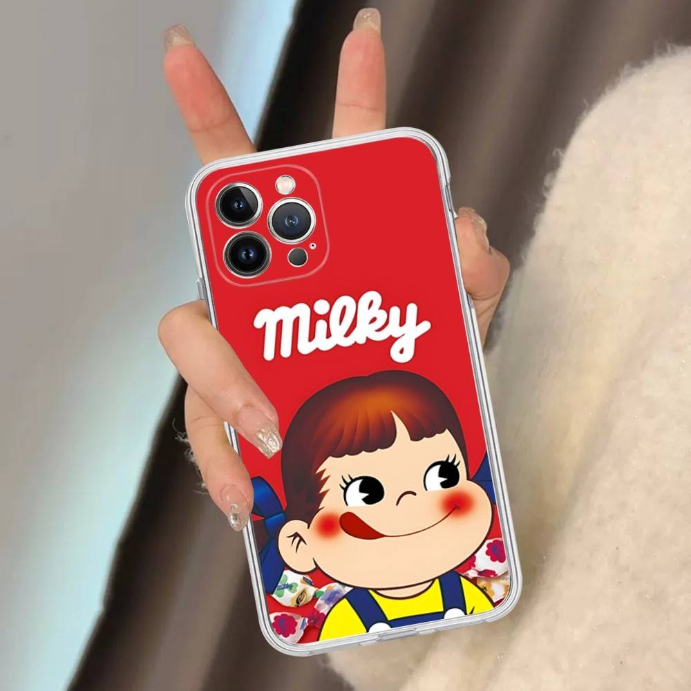 Cartoon Cute M-milky P-pekochan Transparent Phone Case For IPhone 16 15 14 13 12 11 Pro Max Plus Soft Cover