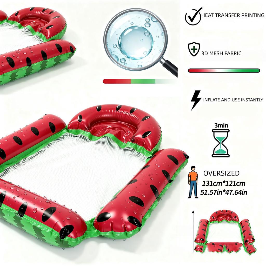 Fruit Pattern Inflatable Pool Hammock, Multi-Purpose Floating Chair with Mesh Seat, Water Lounger for Swimming Pool, Lake & Beac